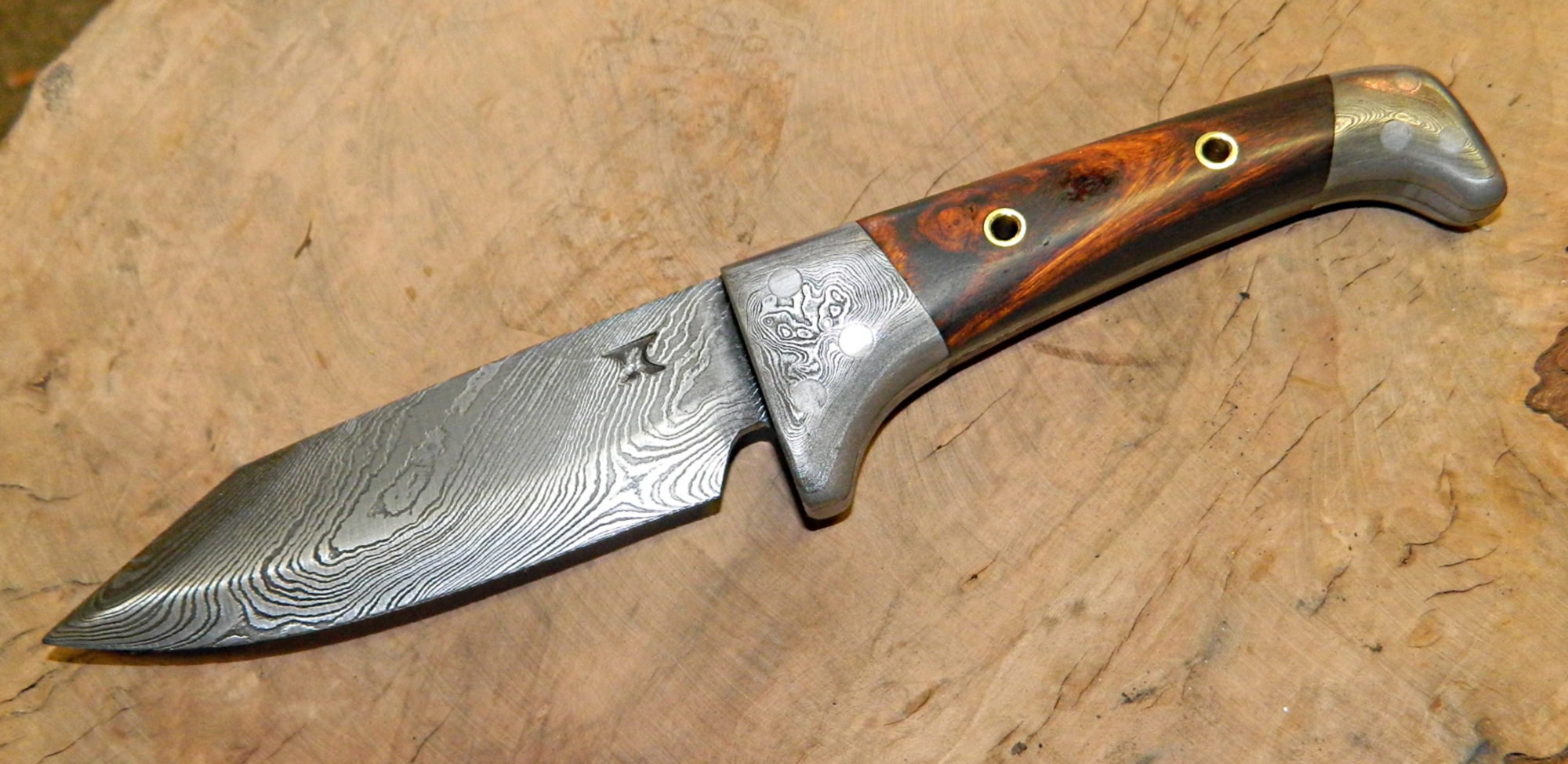 sehr schönes Hand geschmiedetes Damast Jagd Messer 4306 Damast  Messer